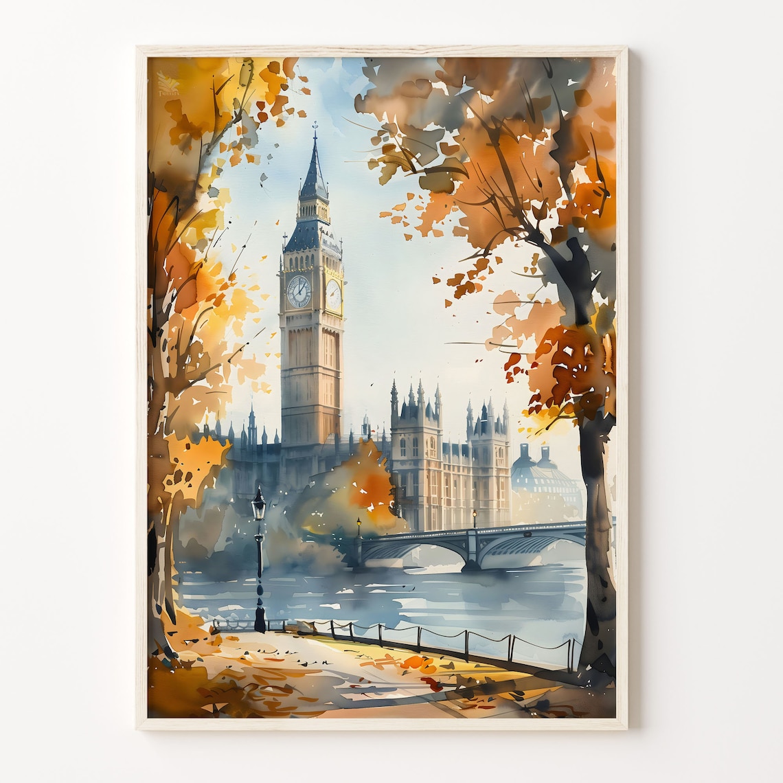 London Watercolor Painting, Big Ben Travel Poster