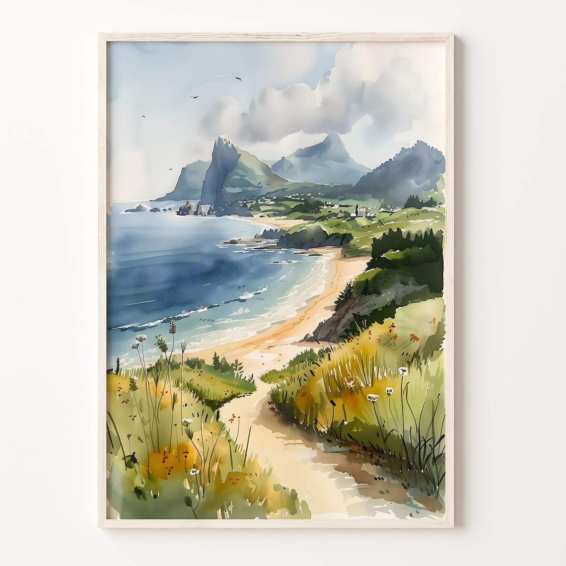Azores Watercolor Painting, Portugal Travel Poster