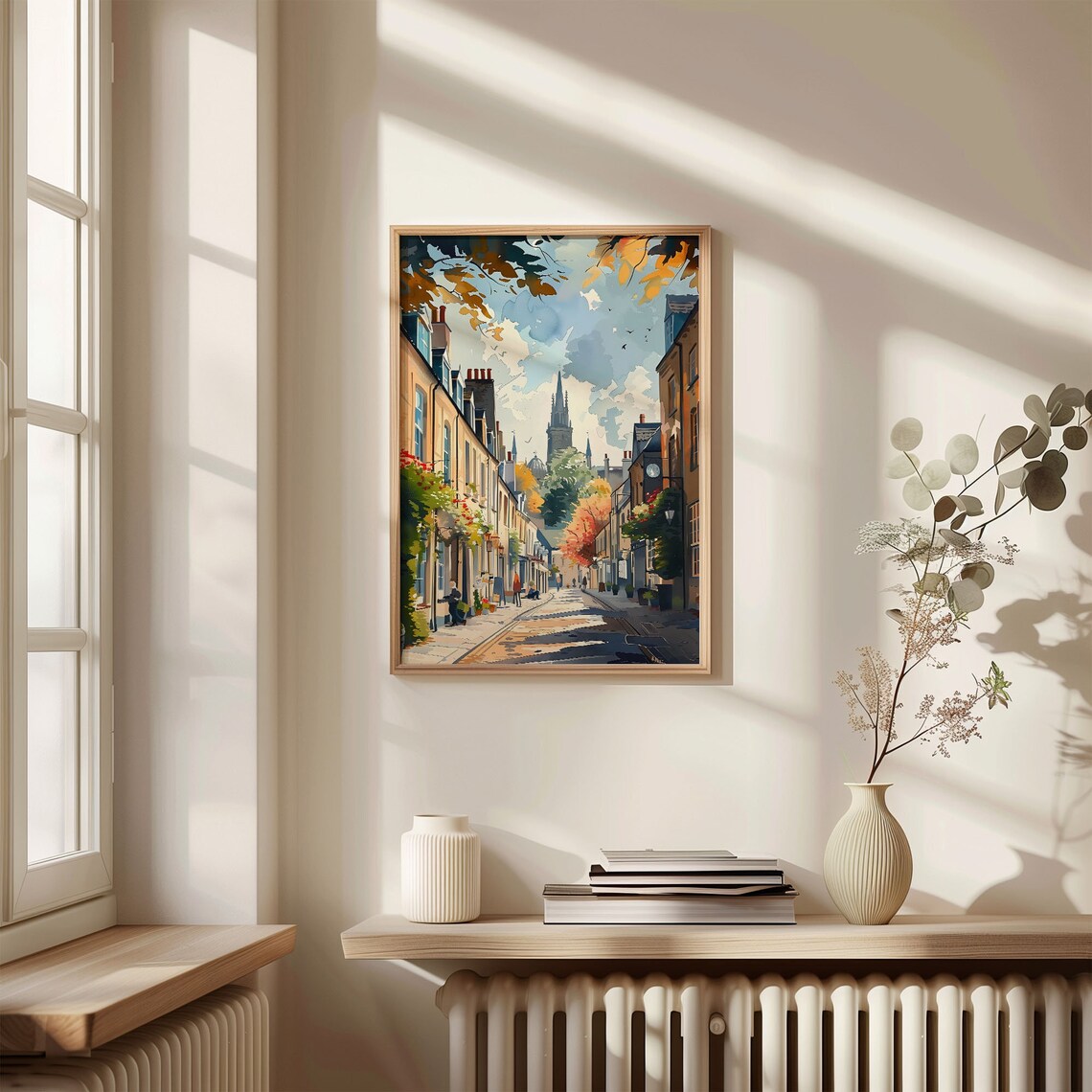 Cirencester Cotswold Street Watercolor Poster Church Spire Autumn - Image 4