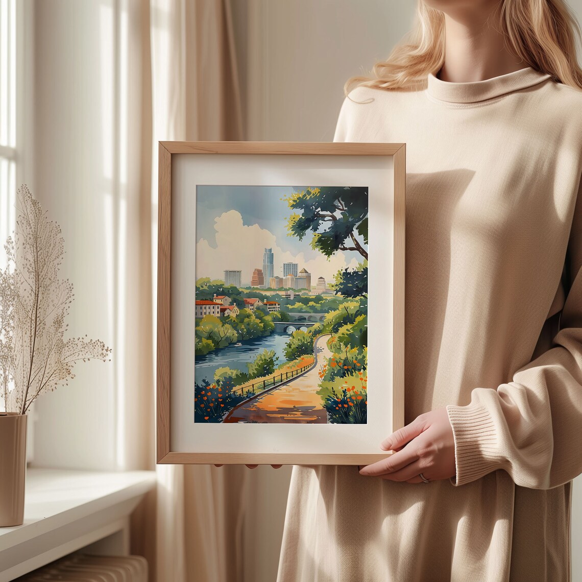 Austin Texas Watercolor Skyline Travel Poster - Image 2