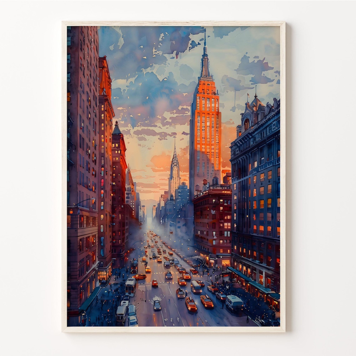 New York Watercolor Travel Poster, Wall Art Print