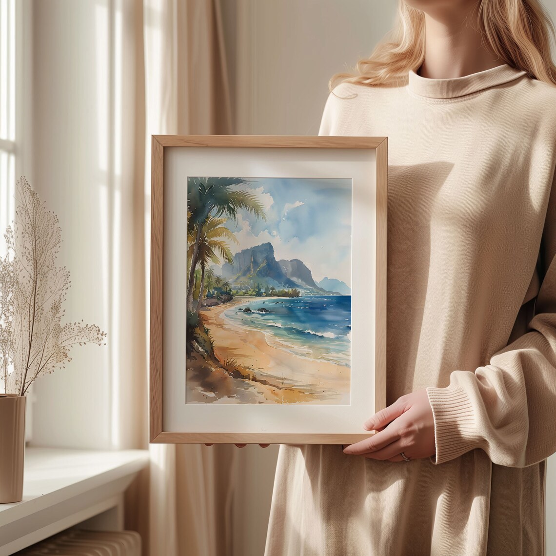Mauritius Evening Watercolor Art Print, Indian Ocean - Image 2