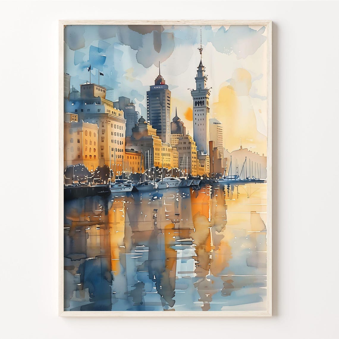 Auckland Watercolor Painting New Zealand Wall Art Coastal Print Travel Poster Housewarming Gift Birthday Gift C30 777