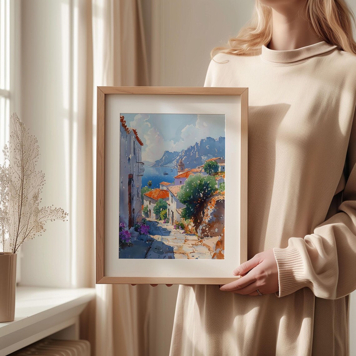Rhodes Watercolor Painting Greece Travel Poster - Image 2