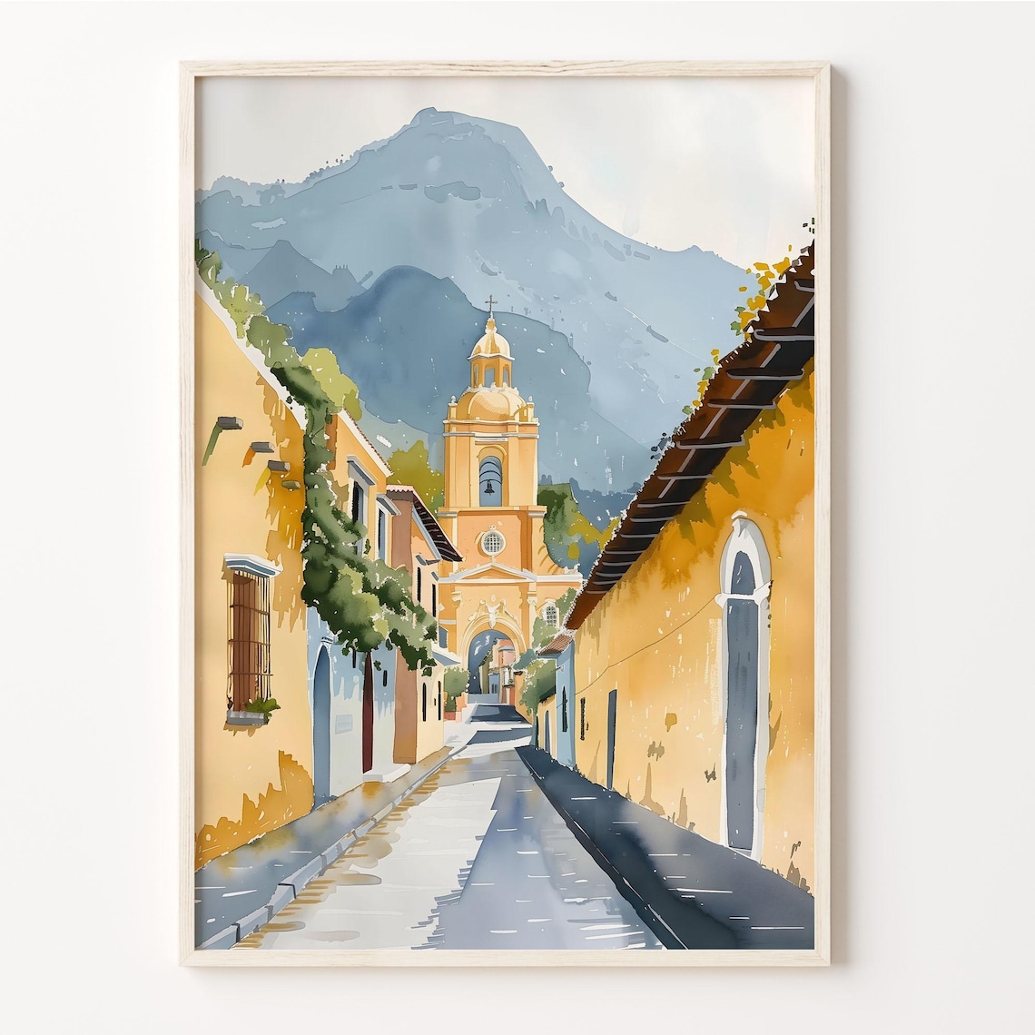 Antigua Guatemala Watercolor Painting Travel Poster