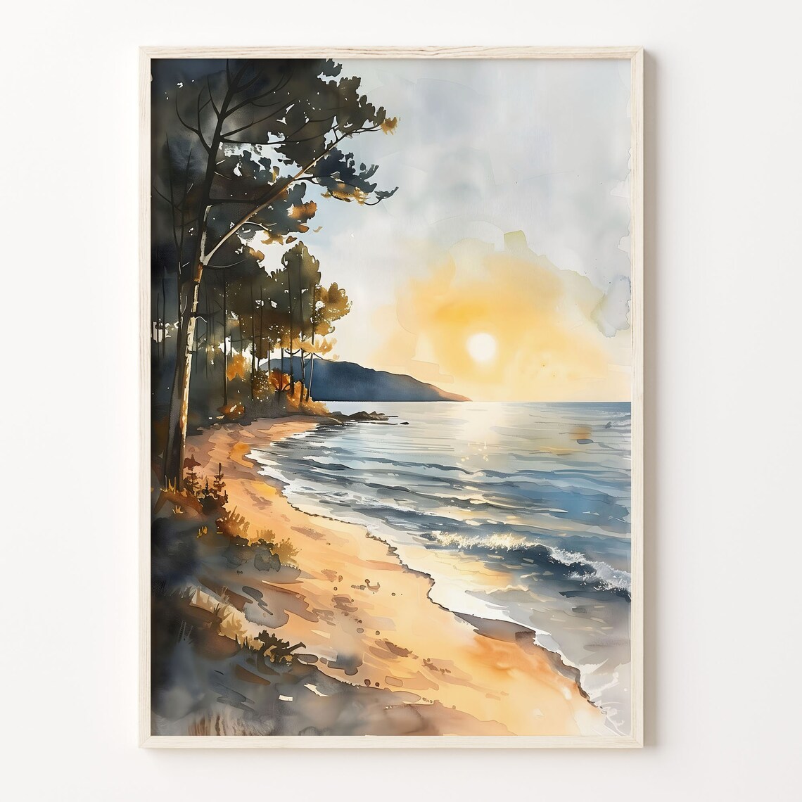 Lake Michigan Watercolor Painting Travel Poster