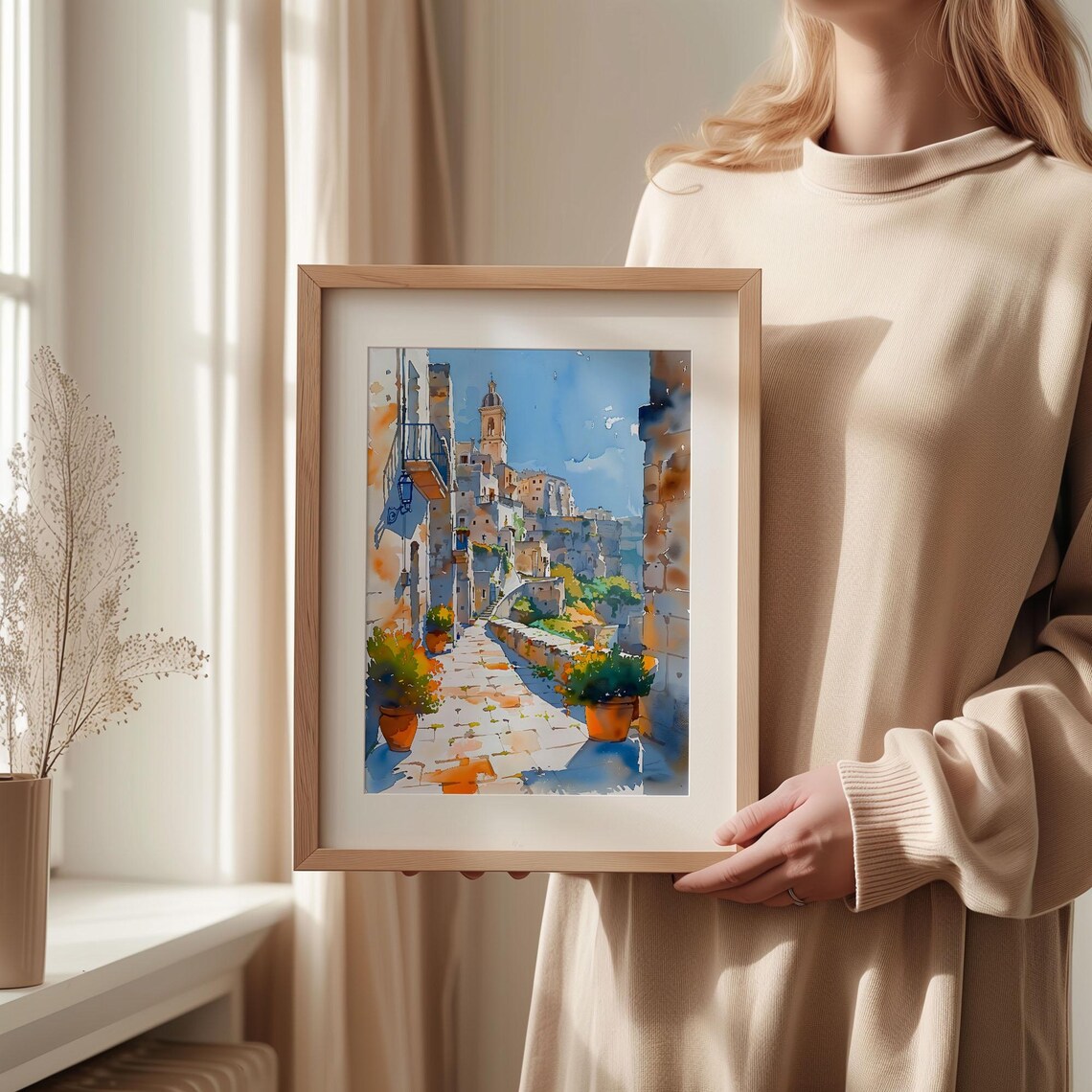 Matera Watercolor Painting, Italy Travel Poster - Image 2