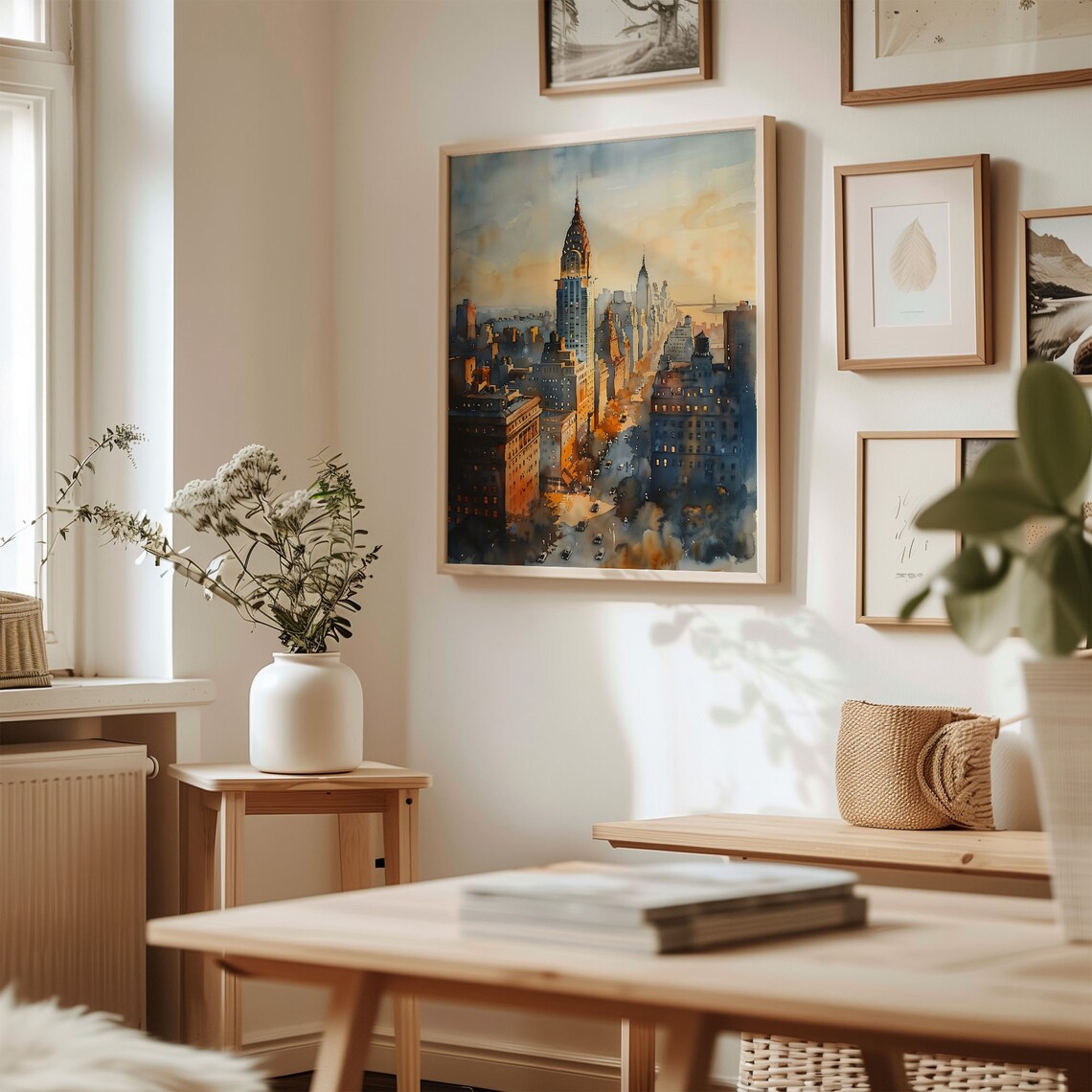 New York Skyline Watercolor Art Print, Cityscape - Image 3