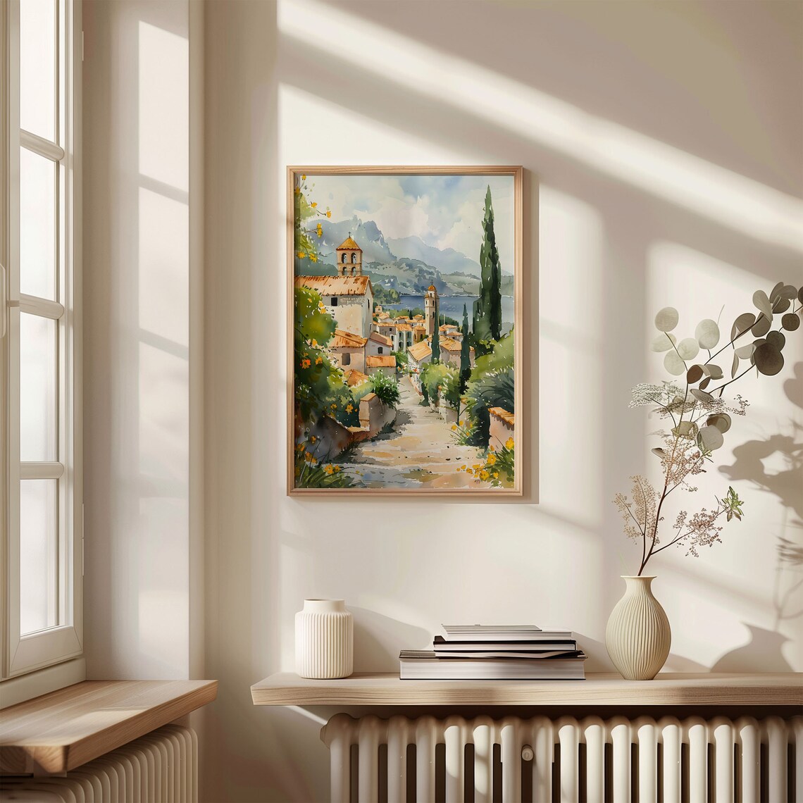 Granada Spain Andalusian Hill Village Church Watercolor Poster - Image 4
