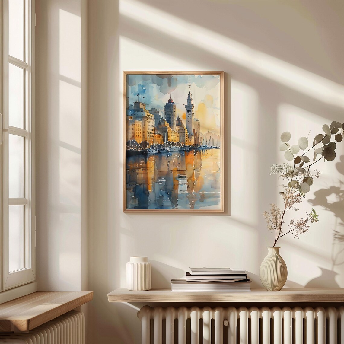 Auckland New Zealand Harbor Skyline Watercolor Painting Poster - Image 4
