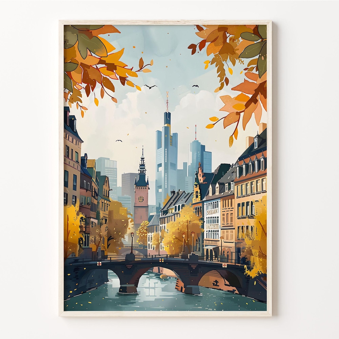 Frankfurt Watercolor Travel Poster, Germany Wall Art