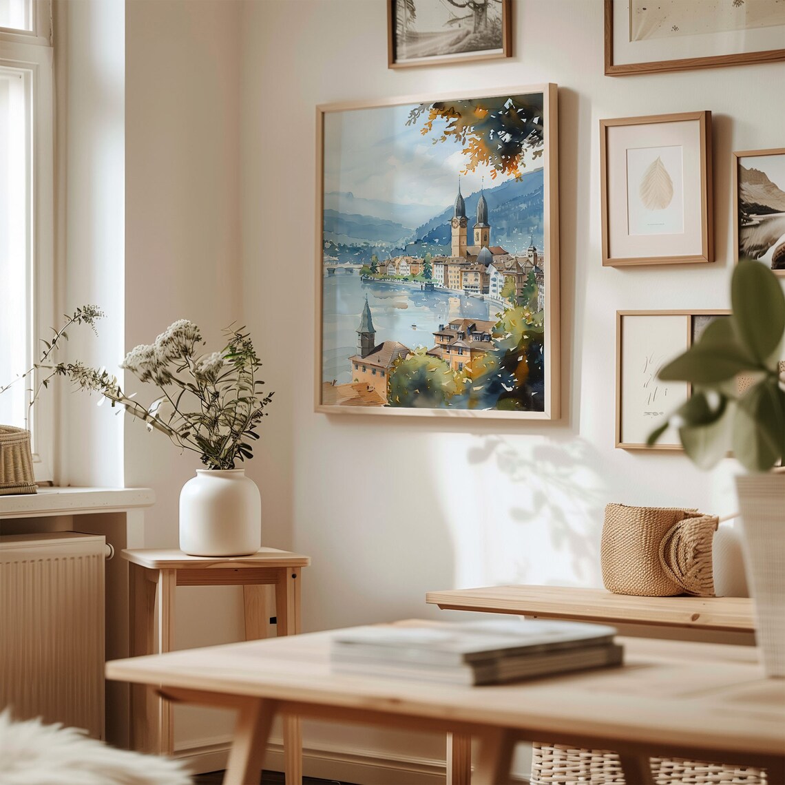 Zurich Watercolor Painting Travel Poster, Switzerland - Image 3