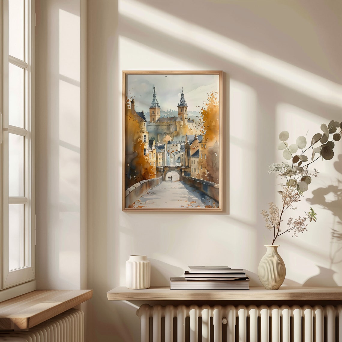 Bath England Watercolor Poster Twin Spires Arched Bridge Autumn - Image 4