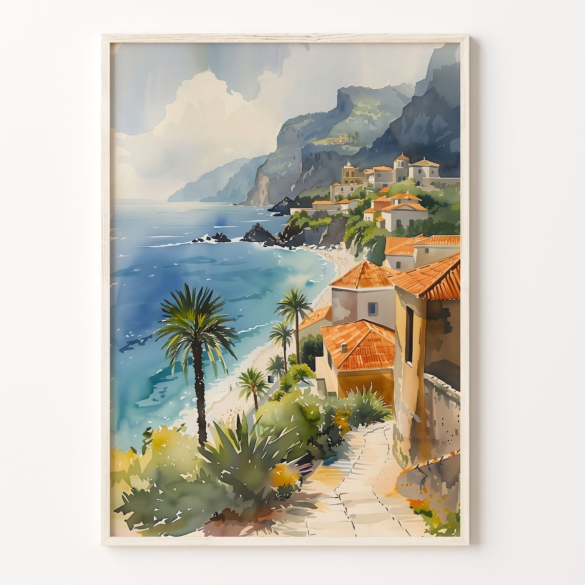 Madeira Watercolor Painting Portugal Travel Poster