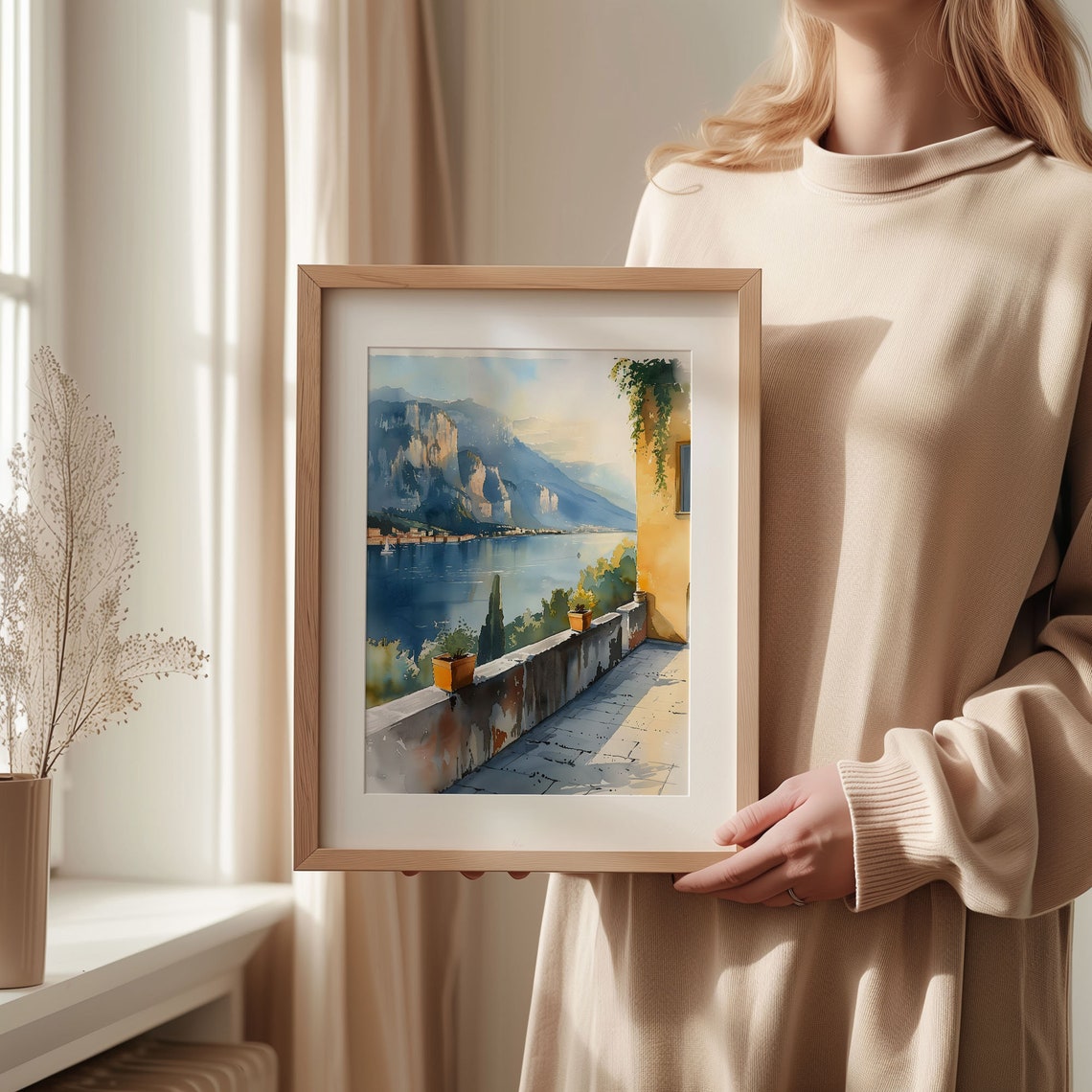 Lake Garda Watercolor Painting Italy Travel Poster Lake Garda Wall Art Italy Watercolor Print Travel Gift C30 261 - Image 2