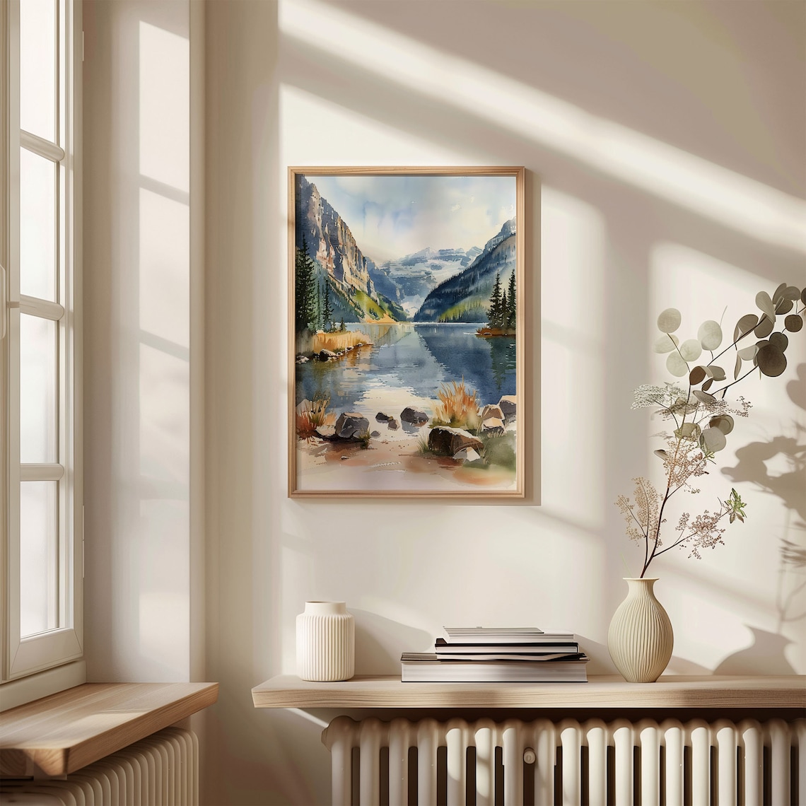 Lake Louise Watercolor Travel Poster, Minimalist Art - Image 4