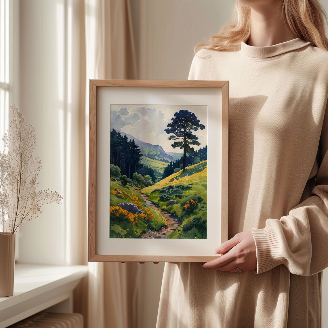 Watercolor Peak District Landscape Art Print - Image 2
