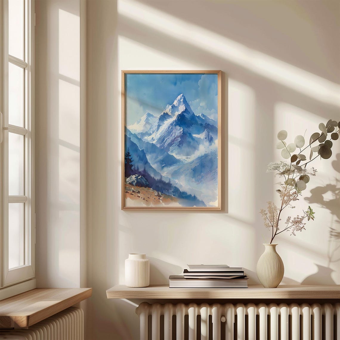 Mount Everest Snowy Peak Himalaya Blue Landscape Watercolor Poster - Image 4