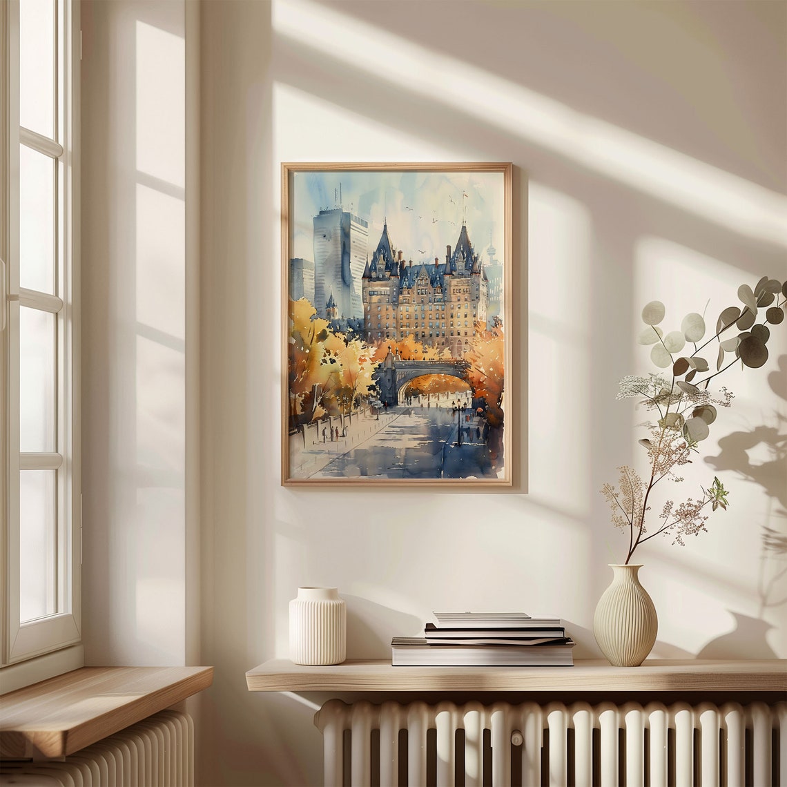 Vancouver Canada Chateau Hotel Autumn Bridge Watercolor Poster - Image 4