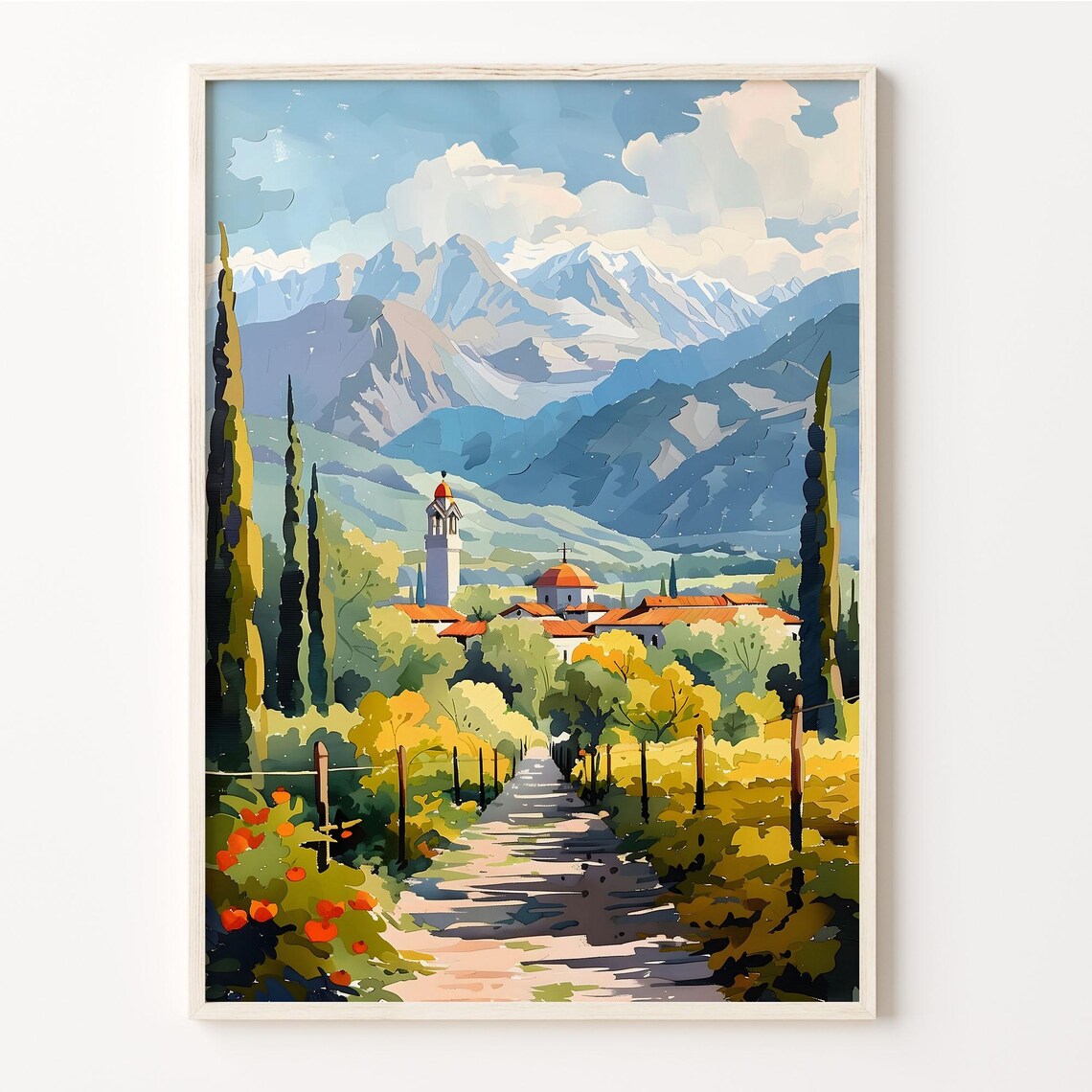 Mendoza Watercolor Painting Art Print, Argentina