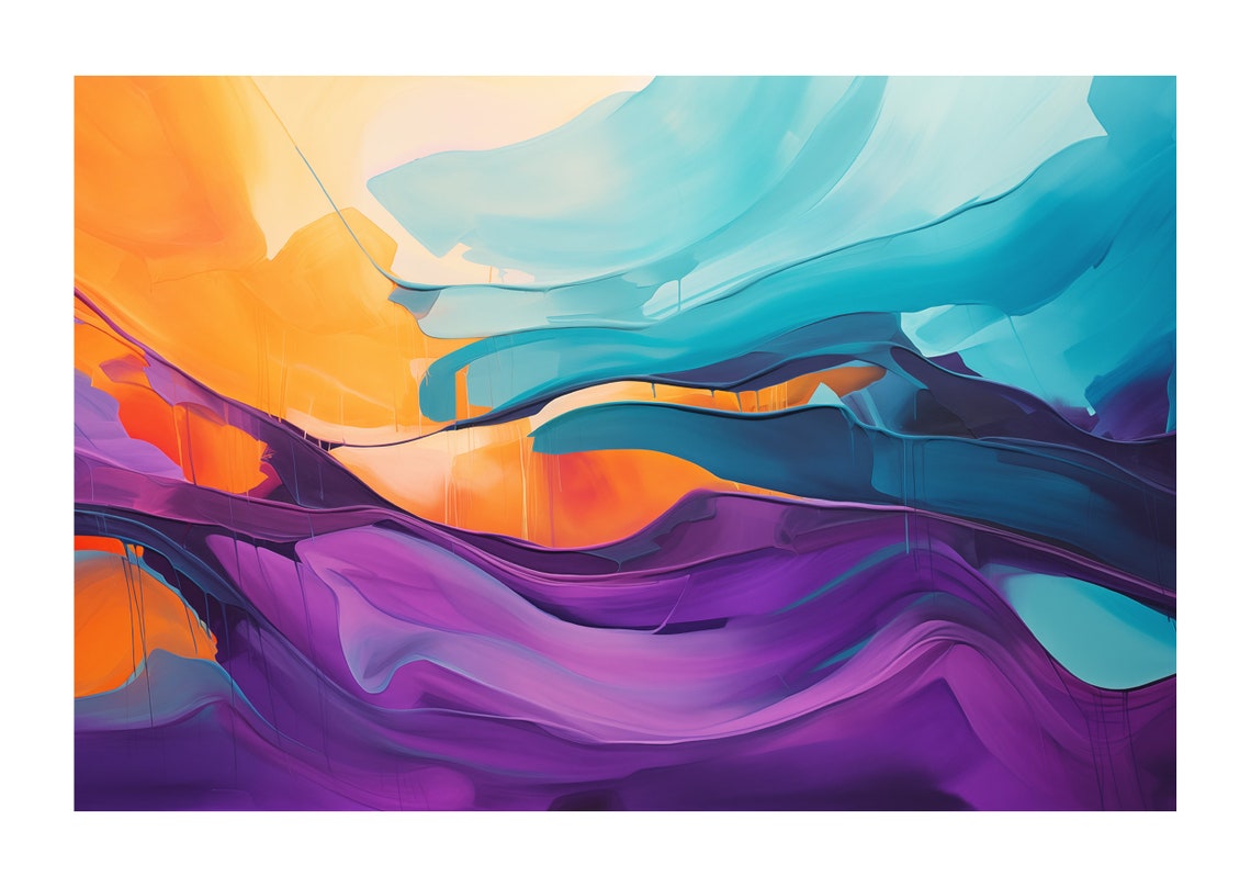 Abstract Wall Art Bold Beautiful Purple Orange And Teal Poster Home Decor Over The Sofa Modern Art Home Office Decor Statement Piece - Image 3