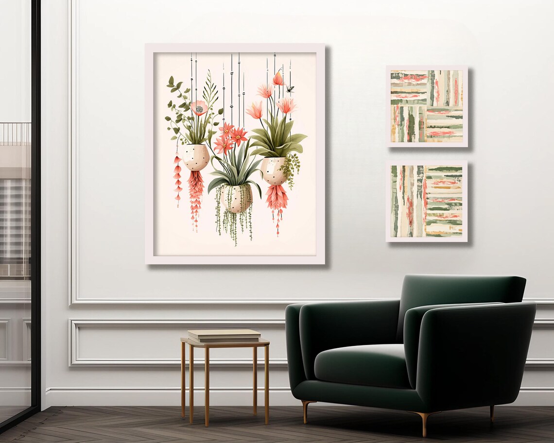 Hanging Pots Boho Botanical Art Print, Home Office Decor - Image 3