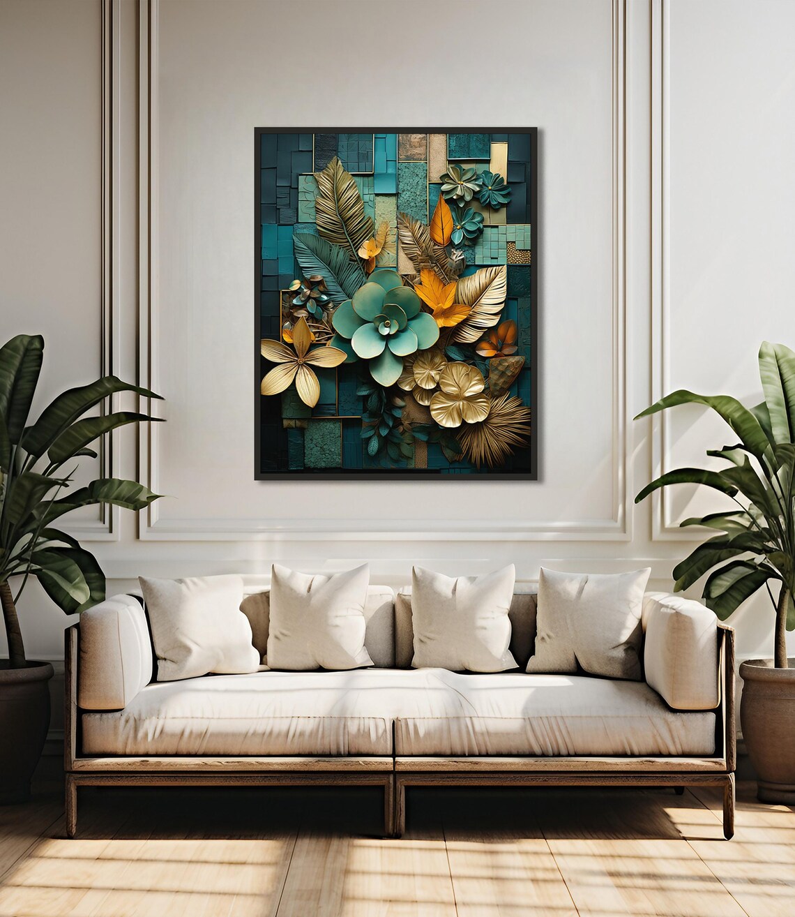 Boho Botanical Floral Art Print, Organic Textures - Image 3