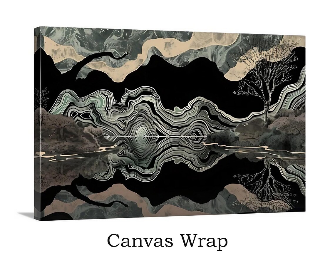 Abstract Surreal Landscape Art Print, Black and Gray - Image 3