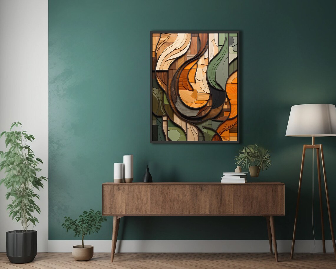 Boho Wood Shapes, Earth Tones Wall Art Print - Image 3
