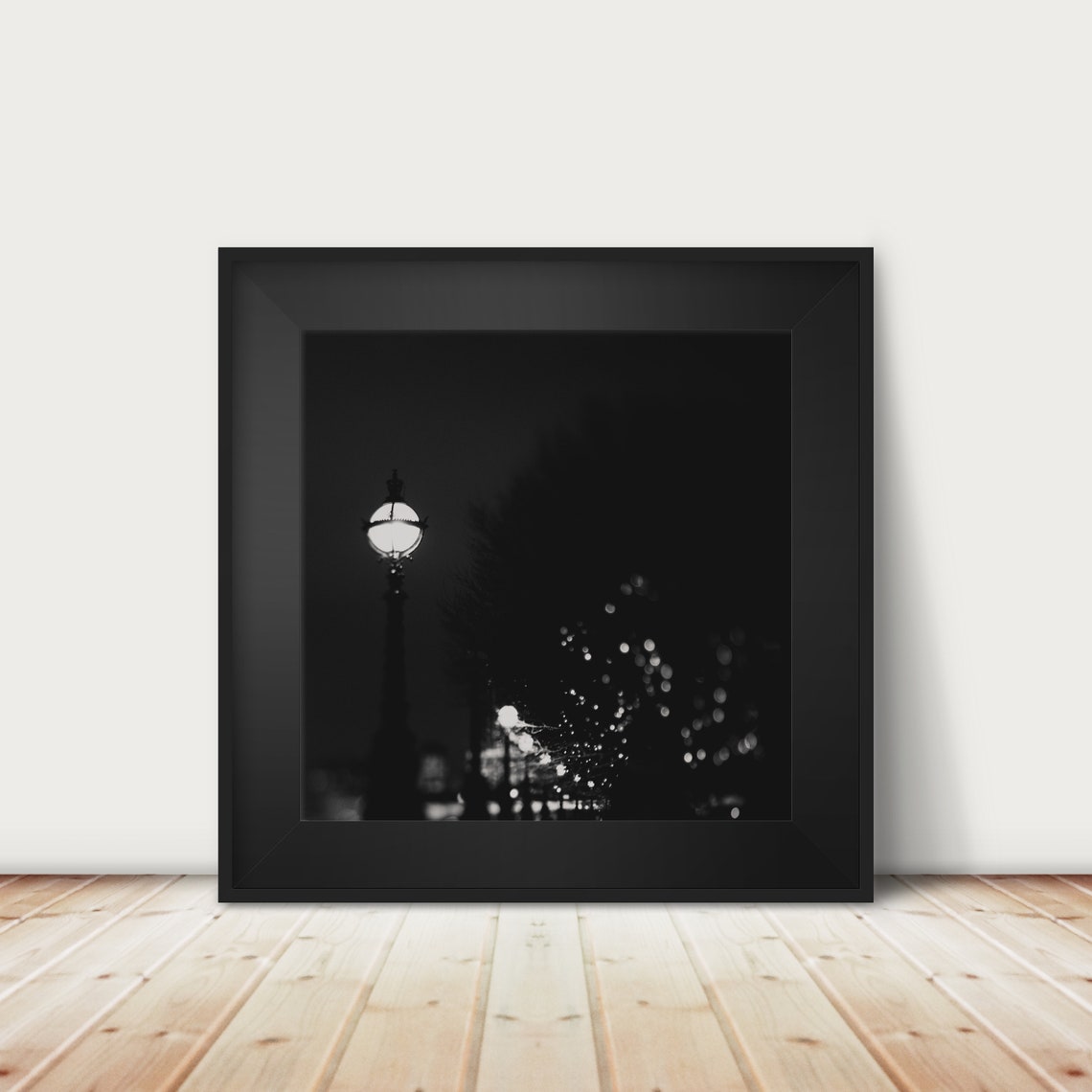 London Southbank Street Lamp Black and White Noir Photo Poster