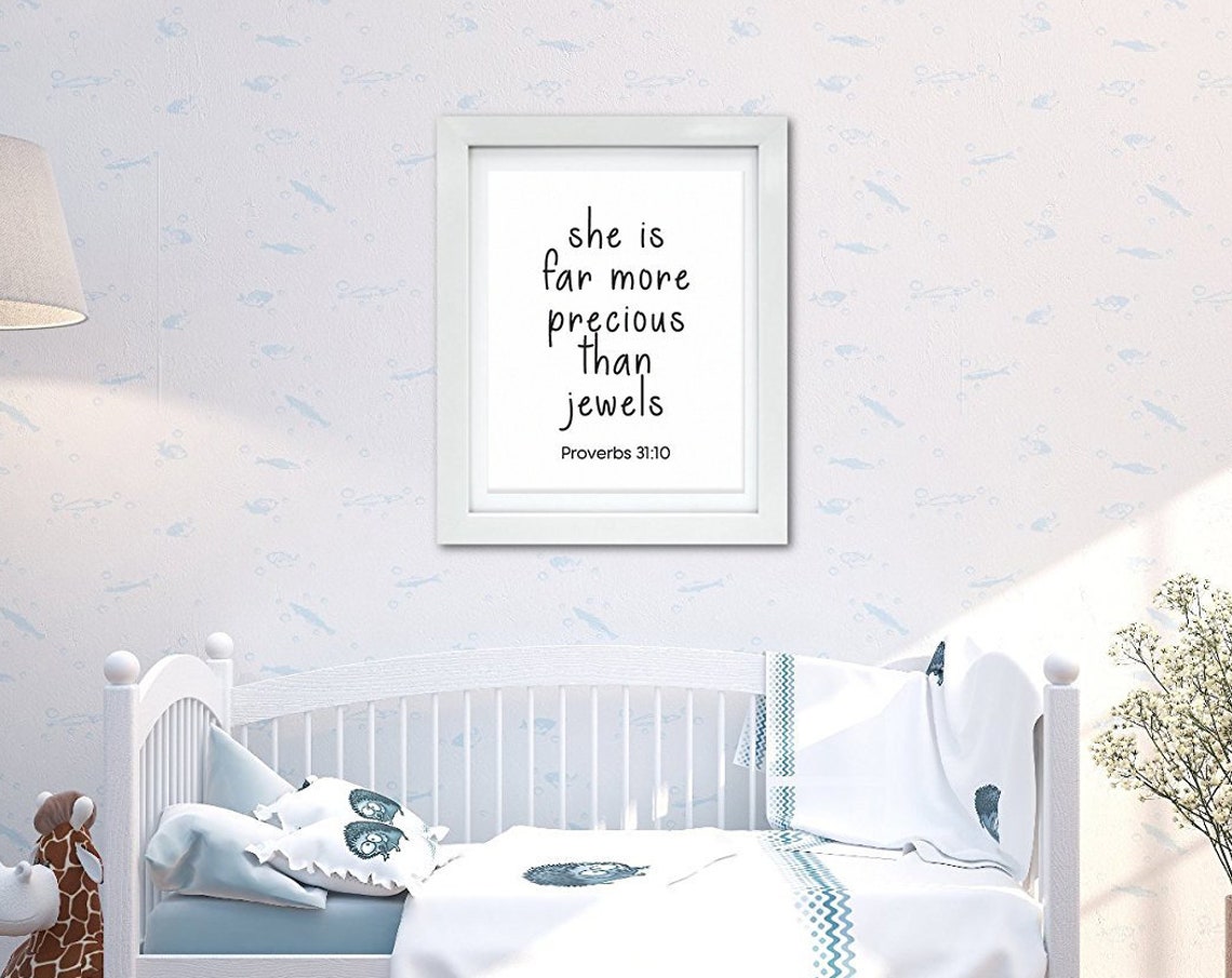 Proverbs 3110 She Is Far More Precious Than Jewels Bible Verse Poster - Image 2