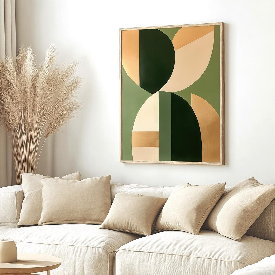 Sage Green And Beige Geometric Shapes Modern Minimalist Art Poster - Image 5