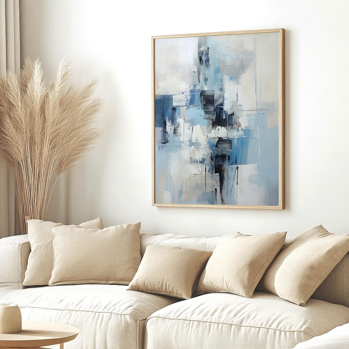 Blue and Gray Abstract Minimalist Art Print - Image 4