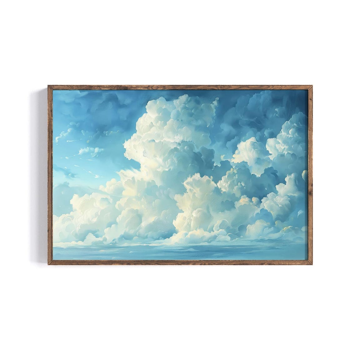Blue Sky White Clouds Painting Dramatic Summer Sky Wall Decor Poster
