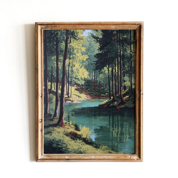 Summer Forest Landscape, Vintage Rustic Decor