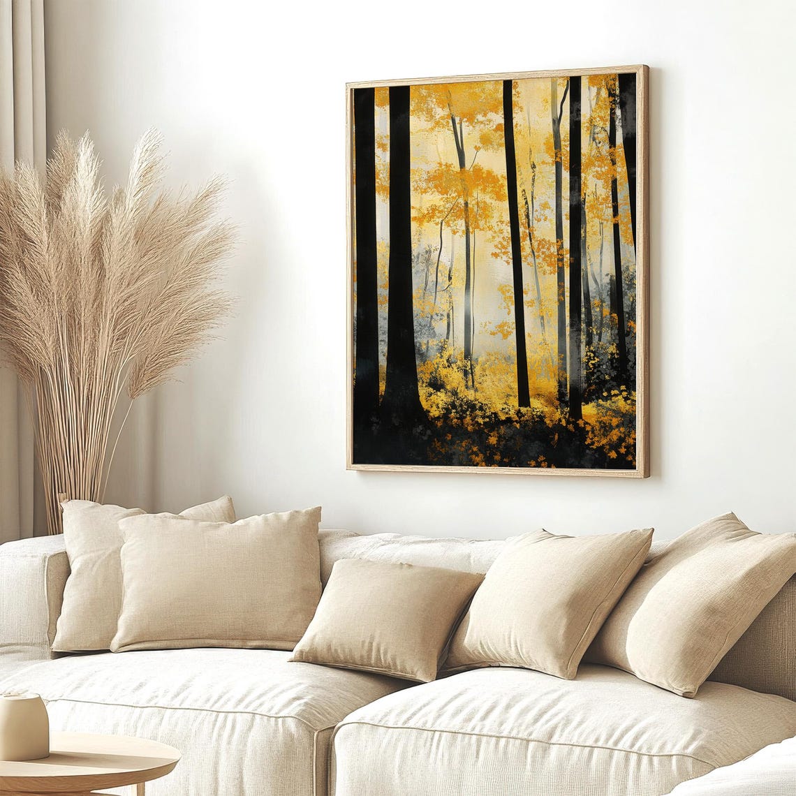 Abstract Autumn Forest Gold and Black Trees Modern Wall Decor Poster - Image 4