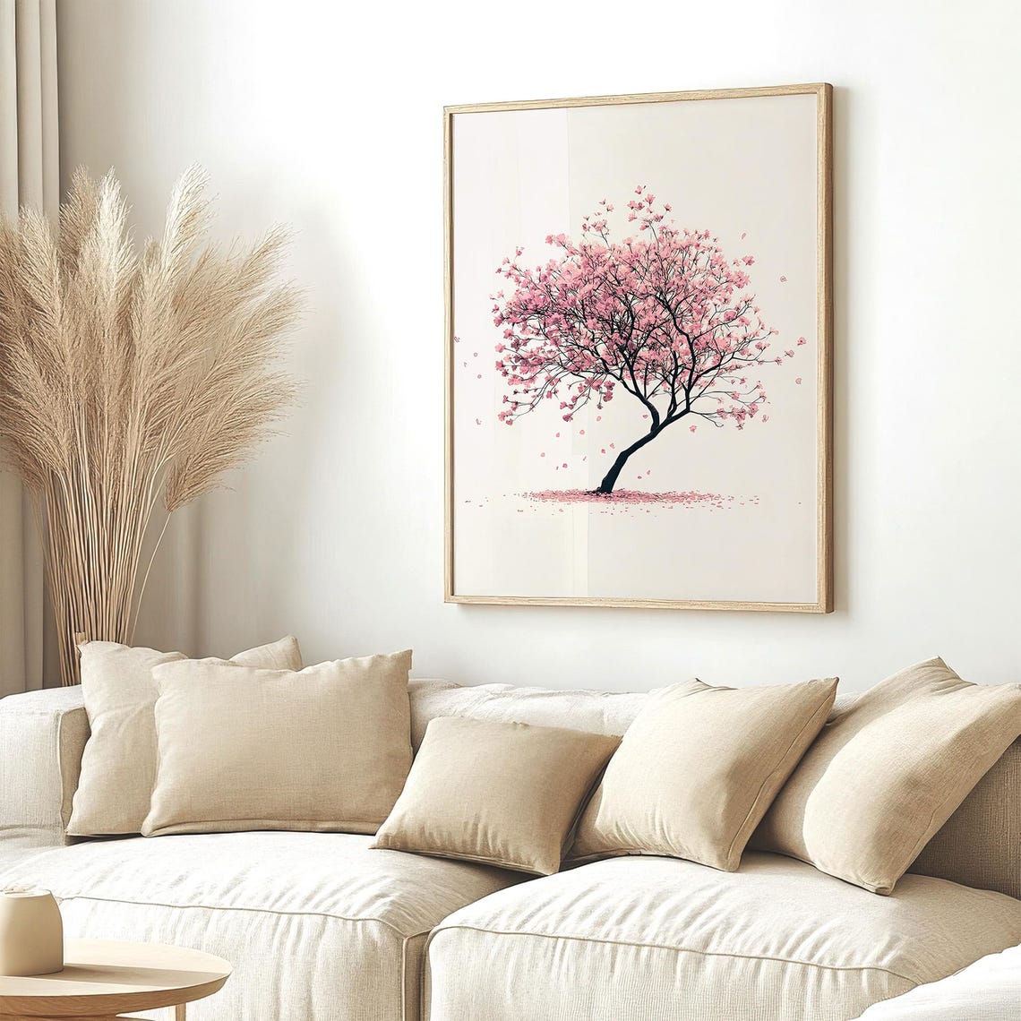 Pink Cherry Blossom Tree Minimalist Spring Flower Botanical Wall Art - Image 2