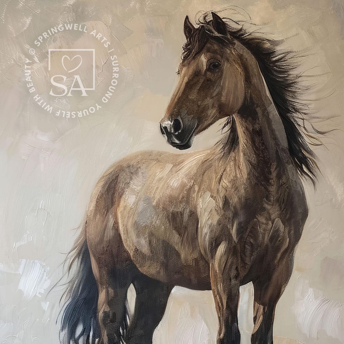 Wild Brown Horse Flowing Mane Vintage Equine Rustic Portrait Poster - Image 5