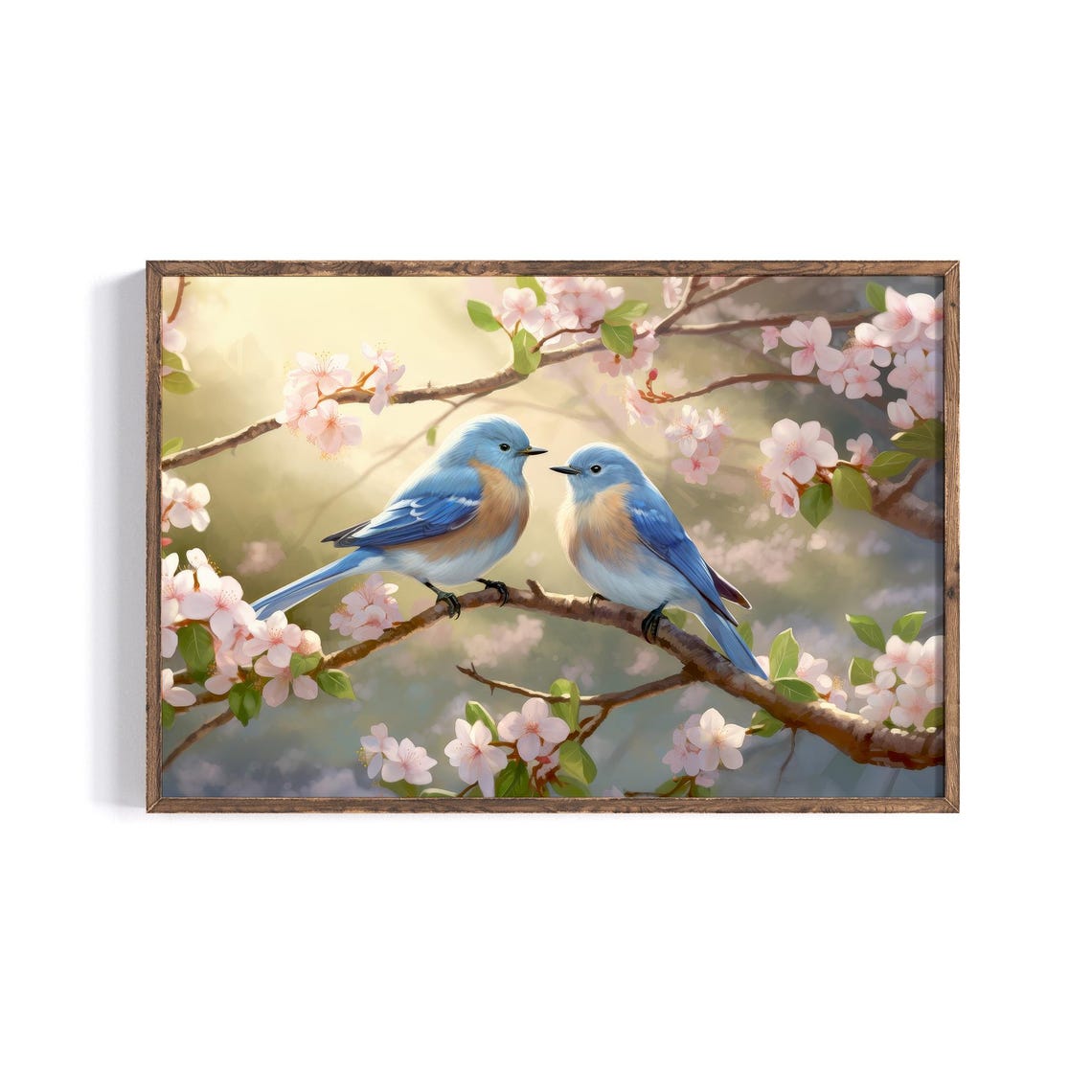 Two Bluebirds On Cherry Blossom Branch Romantic Spring Birds Poster - Image 4