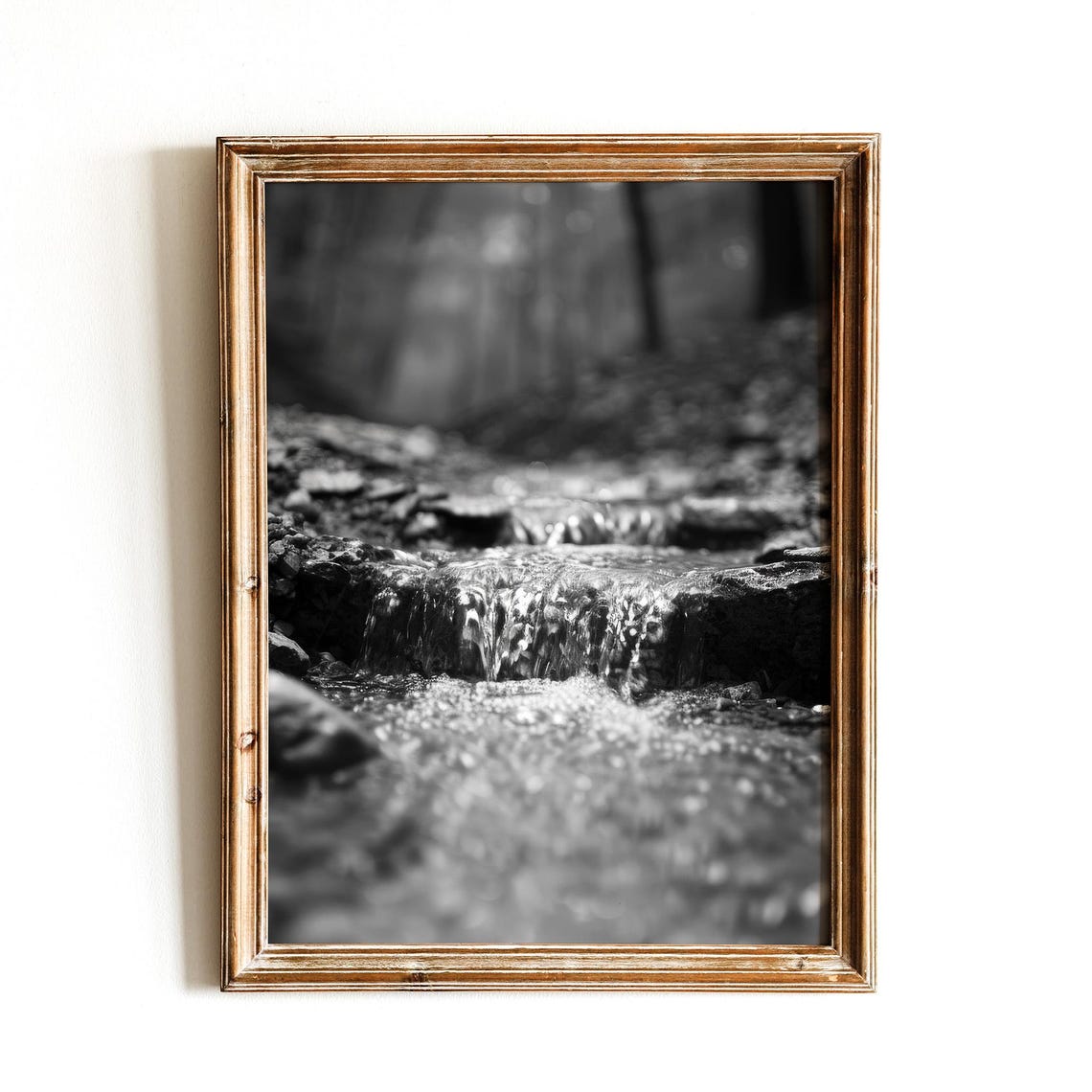 Monochrome Waterfall Photo Print, Minimalist Nature