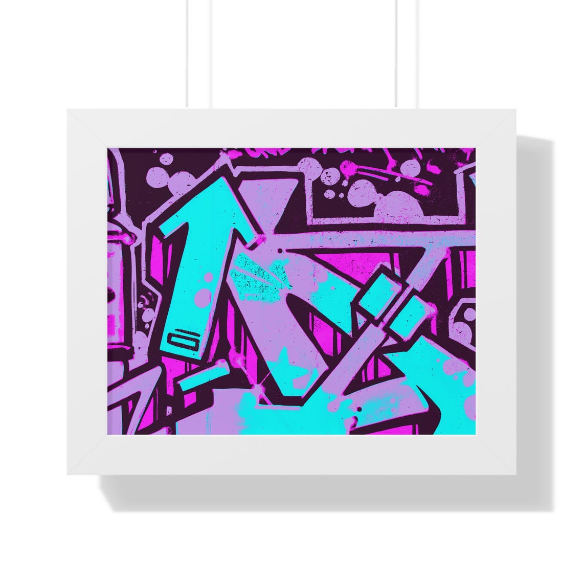 Bold Electric Neon Pink and Teal 3D Graffiti Letter Forms Poster