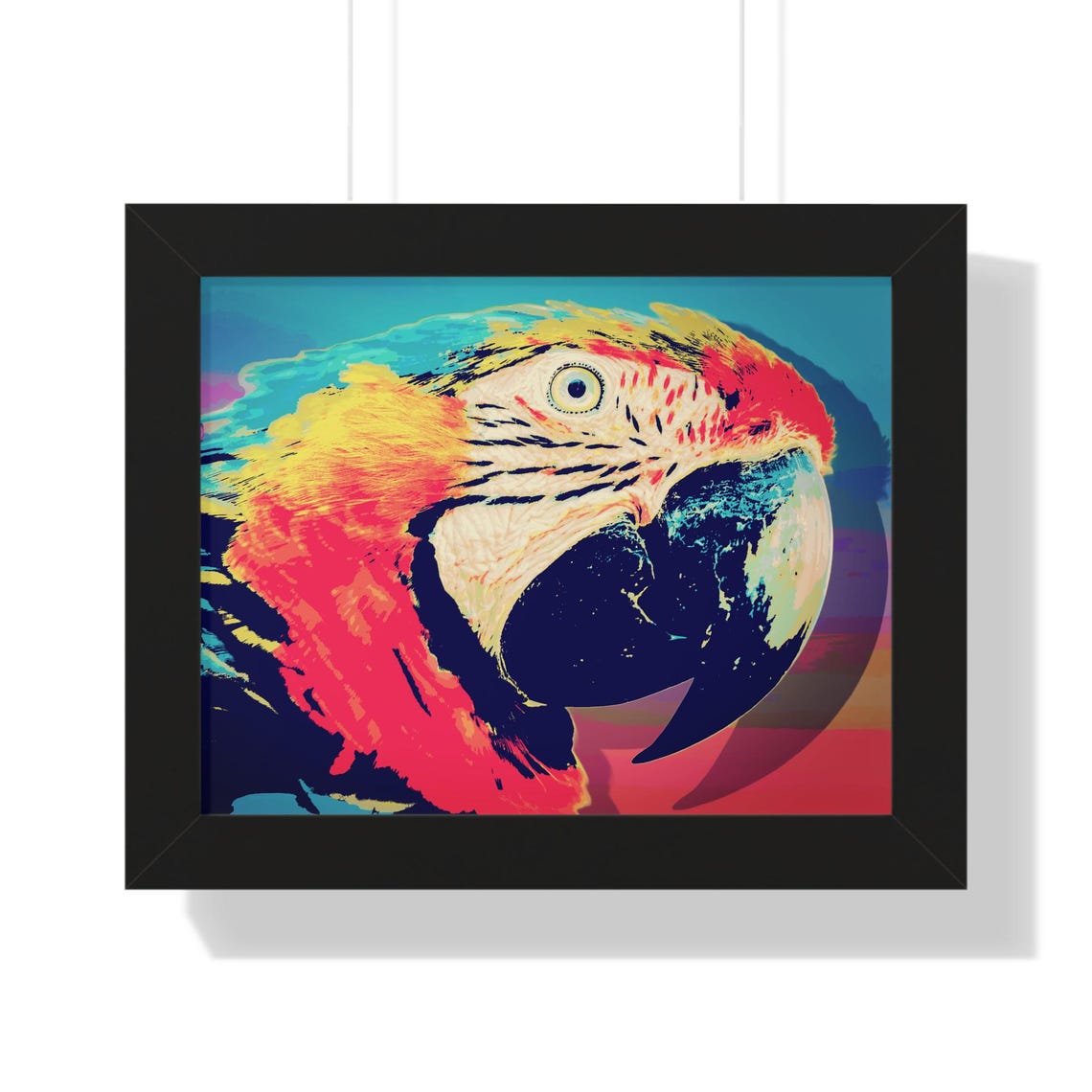 Scarlet Macaw Parrot Profile Portrait in Bold Pop Art Poster