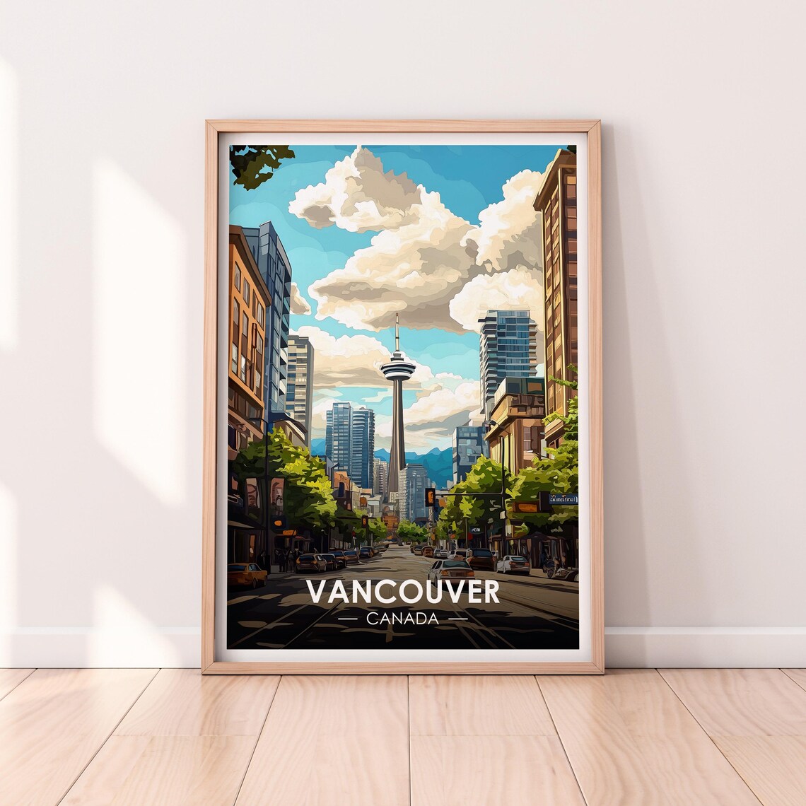 Vancouver Canada Downtown Street Observation Tower Day View Poster