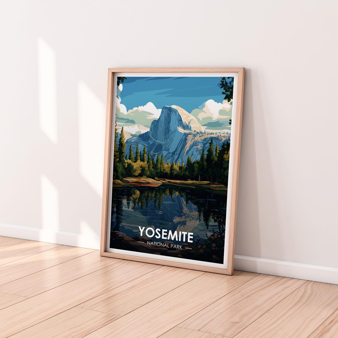 Yosemite National Park Half Dome Lake Reflection Vintage Travel Poster - Image 2