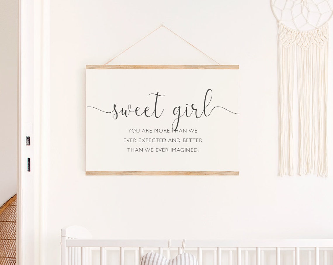 Girl Nursery Prints Sweet Girl Quote Nursery Wall Decor Boho Baby Girl Nursery Sign Nursery Bedroom Prints Above Crib Sign - Image 4