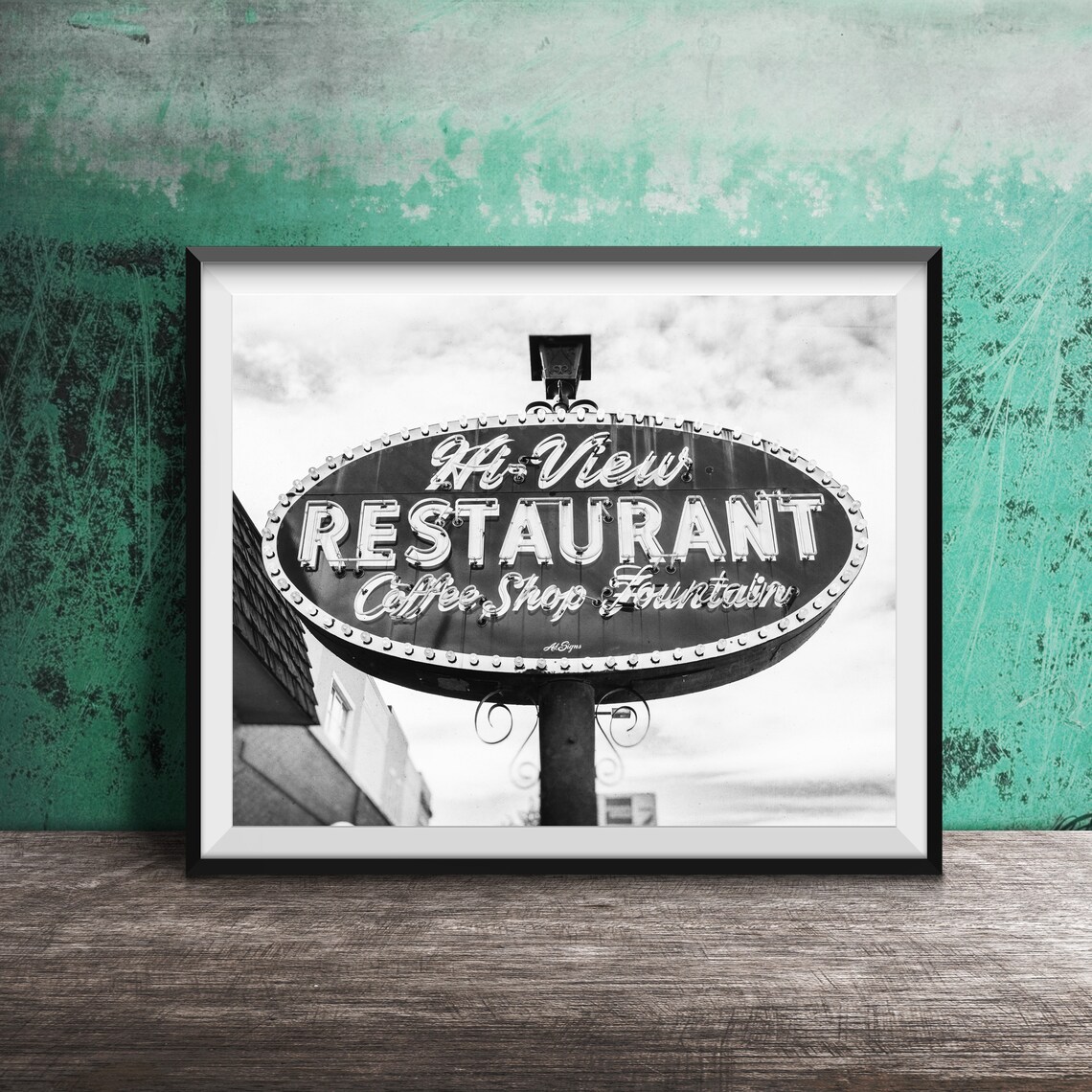 Hi-View Restaurant Coffee Shop Fountain Vintage Neon Sign Poster - Image 2