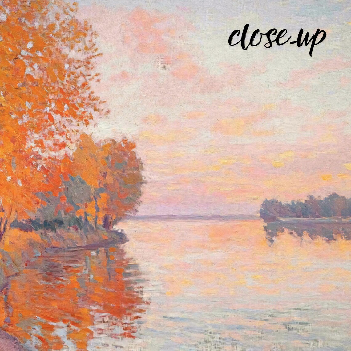 Autumn Lake Sunset Impressionist Orange Trees Pastel Reflection Art Poster - Image 3