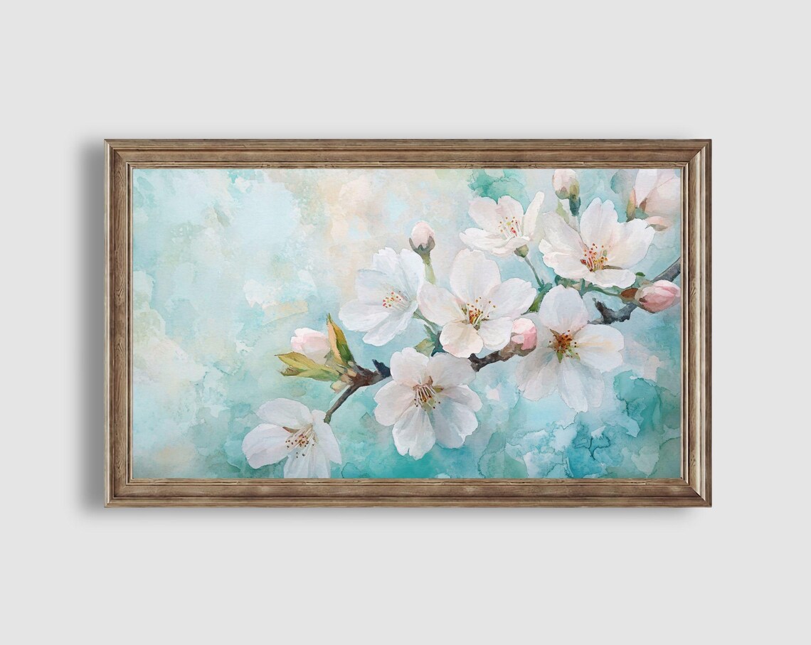 Cherry Blossom Branch Delicate Watercolor Spring Floral Art Poster - Image 2
