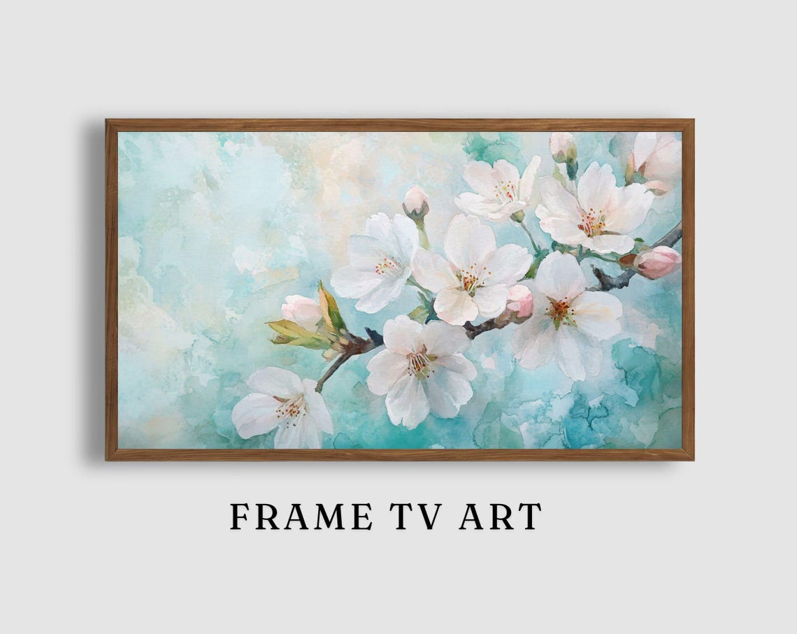 Cherry Blossom Branch Delicate Watercolor Spring Floral Art Poster