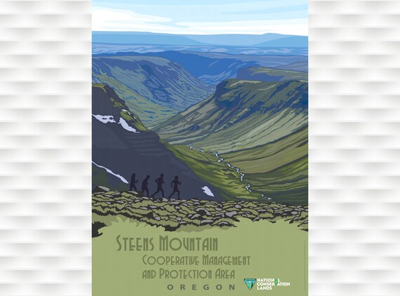Steens Mountain Oregon Retro Travel Poster